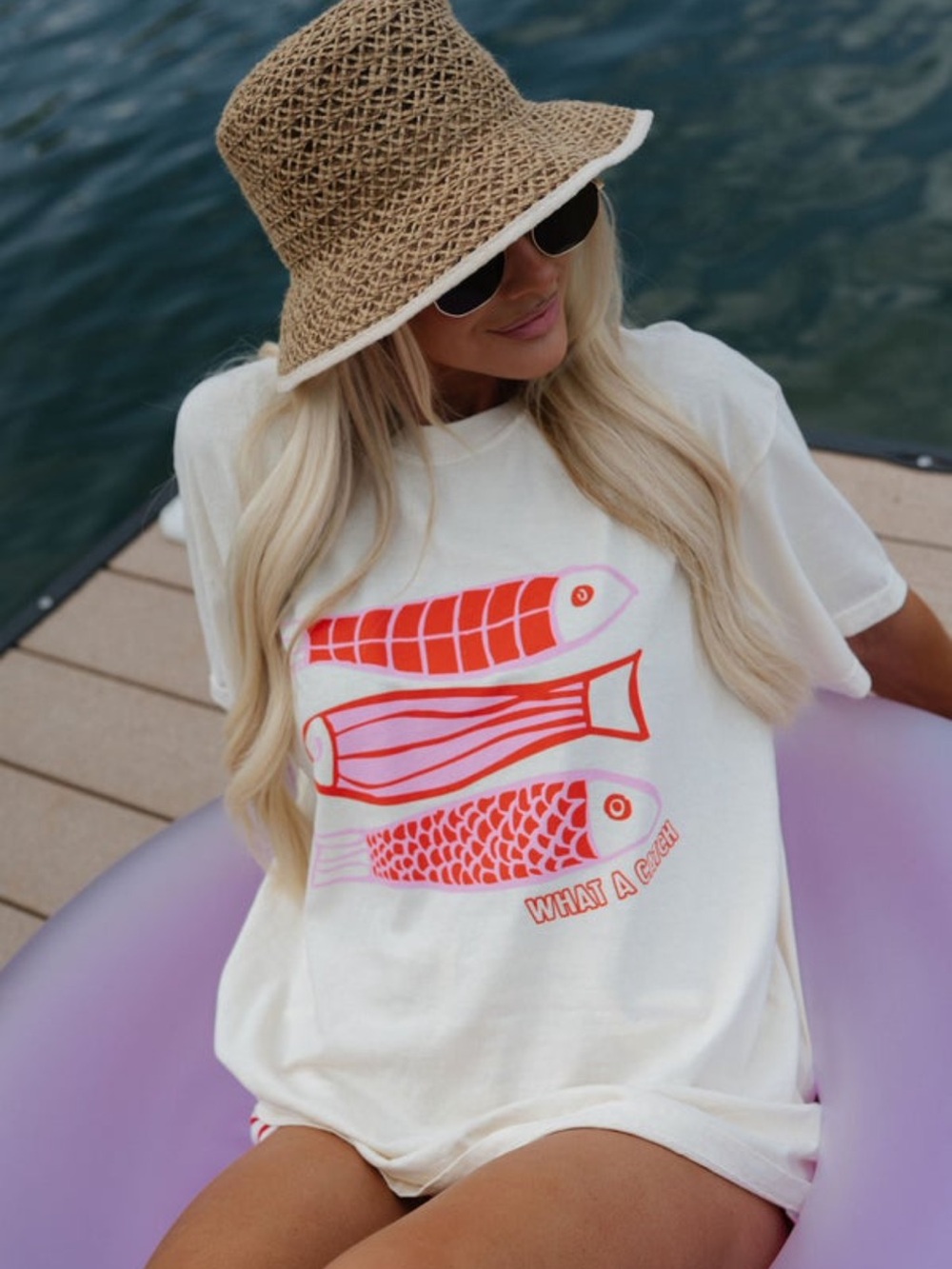 Yellow what a catch fish t shirt